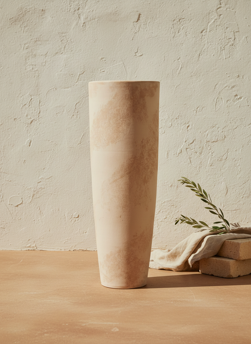 Vaso terracota artesanal  EXC 11, handmade em Portugal. Decoração wabi-sabi, farmhouse, Japandi, minimalista, mediterrânica, cottagecore e moderno. Design sustentável; design biofílico;