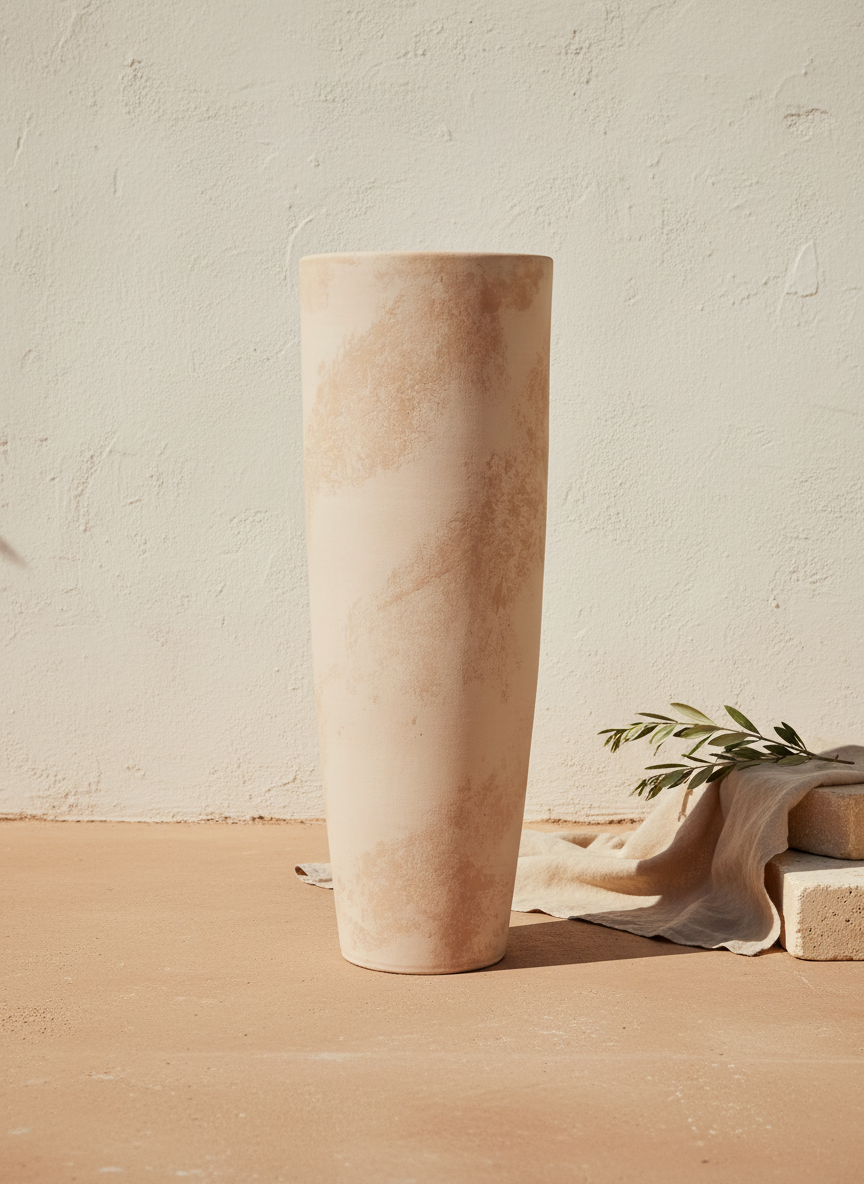 Vaso terracota artesanal  EXC 11, handmade em Portugal. Decoração wabi-sabi, farmhouse, Japandi, minimalista, mediterrânica, cottagecore e moderno. Design sustentável; design biofílico;
