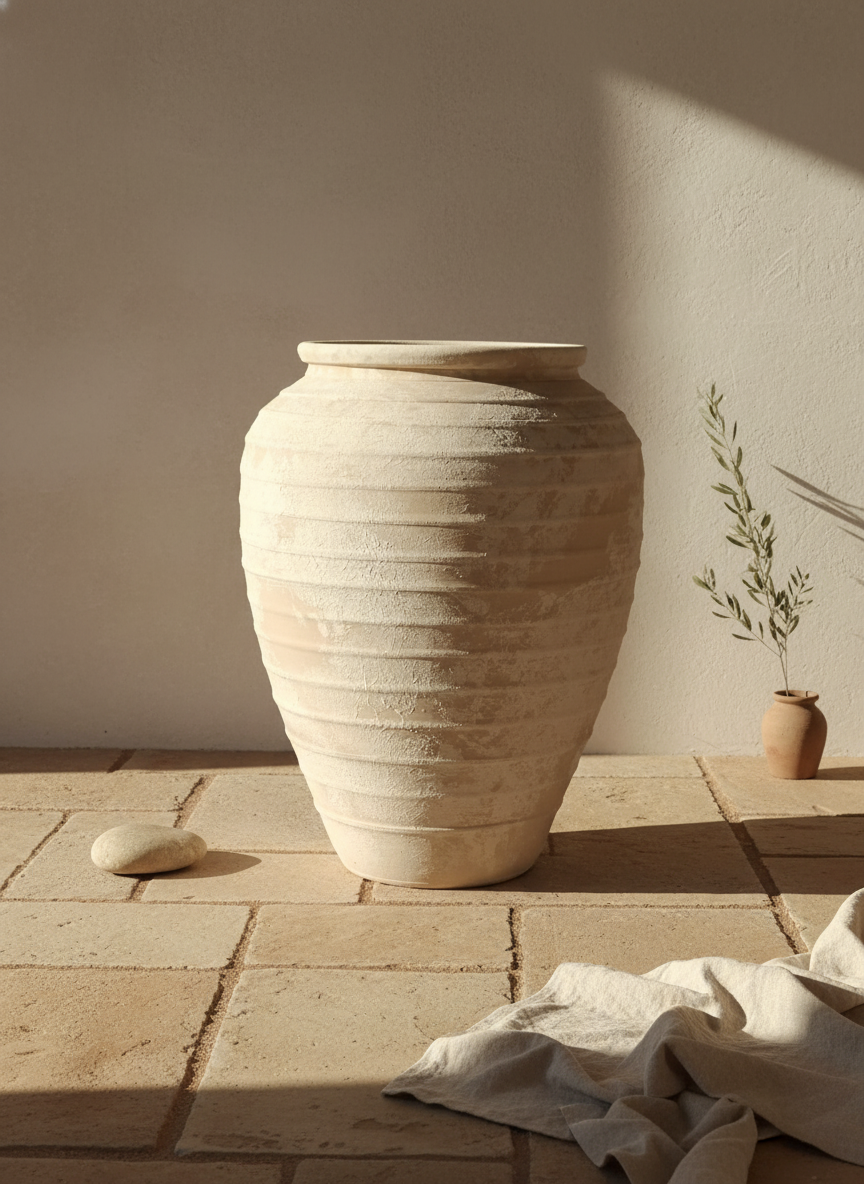 Vaso terracota artesanal Marua N, MADE IN Portugal. Estilo wabi-sabi, minimalista, rústico, mediterrânico, moderno e outras. Decoração sustentável e design de interiores; design biofílico;