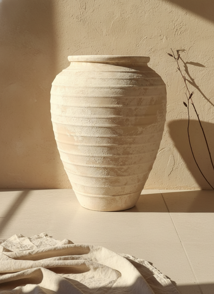 Vaso terracota artesanal Marua N, MADE IN Portugal. Estilo wabi-sabi, minimalista, rústico, mediterrânico, moderno e outras. Decoração sustentável e design de interiores; design biofílico;