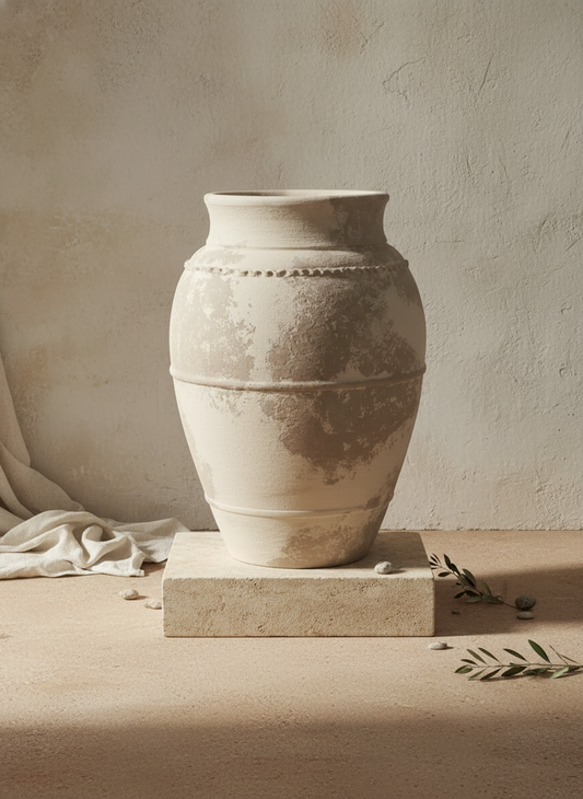 Vaso terracota artesanal LAMOUR E feito à mão Portugal. Decoração sustentável; Design de interiores; decoração e design biofílico; Decoração minimalista, wabi-sabi, rústica, mediterrânico e farmehouse. 