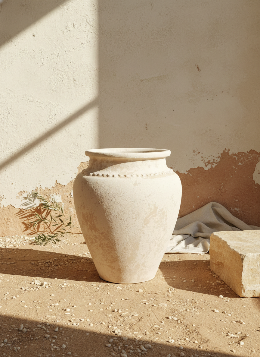 Vaso terracota artesanal Kora N,  artesanato feito em Portugal.  Design biofílico; Decoração sustentável nos estilos: Japandi, minimalista, rústico, mediterrânico, farmhouse e cottage. Decoração de interiores; 