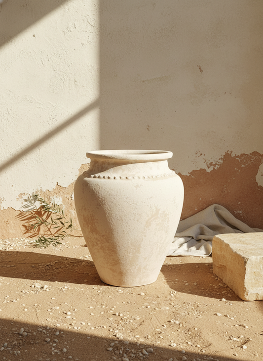 Vaso terracota artesanal Kora N,  artesanato feito em Portugal.  Design biofílico; Decoração sustentável nos estilos: Japandi, minimalista, rústico, mediterrânico, farmhouse e cottage. Decoração de interiores; 