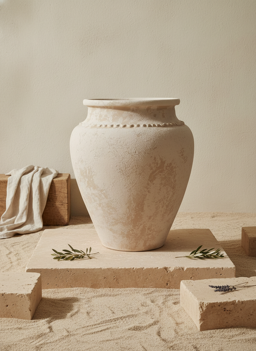 Vaso terracota artesanal Kora N,  artesanato feito em Portugal.  Design biofílico; Decoração sustentável nos estilos: Japandi, minimalista, rústico, mediterrânico, farmhouse e cottage. Decoração de interiores; 