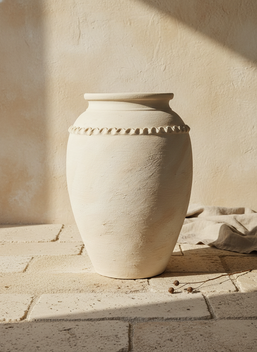 Vaso terracota artesanal  EXC 16, handmade em Portugal.  Design de interiores, decoração sustentável; design biofílico; Decoração wabi-sabi, farmhouse, Japandi, minimalista, mediterrânica, cottagecore e moderno