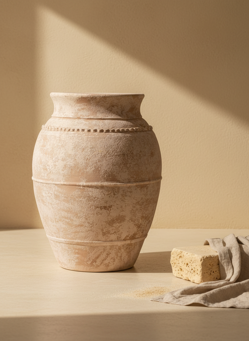 Vaso terracota artesanal LAMOUR A feito à mão Portugal; Decoração e design de interiores; decoração e design biofílico; Decoração minimalista, wabi-sabi, rústica, mediterrânico e farmehouse. Decoração sustentável;