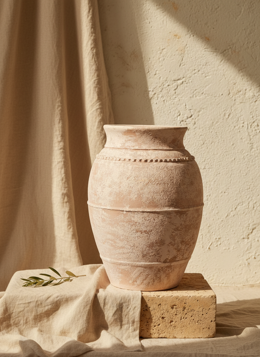 Vaso terracota artesanal LAMOUR A feito à mão Portugal; Decoração e design de interiores; decoração e design biofílico; Decoração minimalista, wabi-sabi, rústica, mediterrânico e farmehouse. Decoração sustentável;