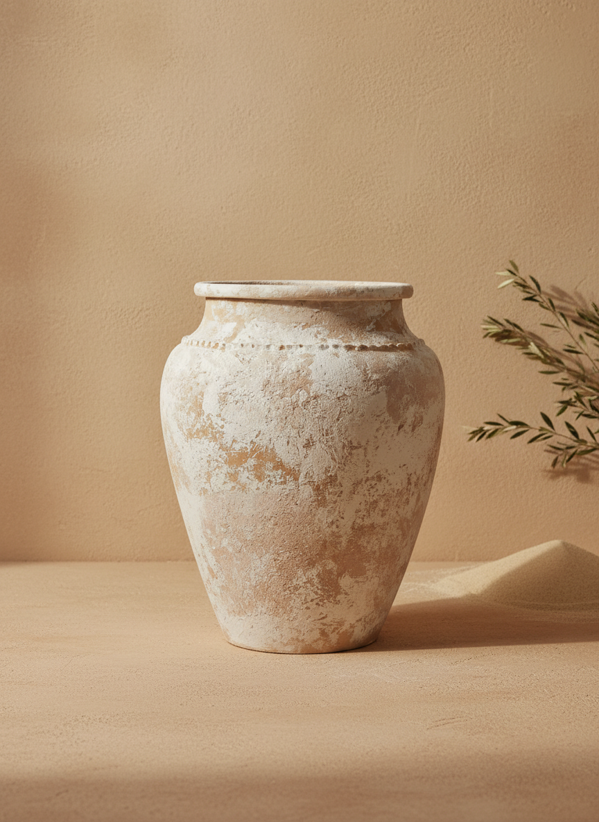 Vaso terracota artesanal Kora L,  artesanato made in em Portugal. Decoração de interiores; Design biofílico; Decoração sustentável nos estilos: Japandi, minimalista, rústico, mediterrânico, farmhouse e cottage. 