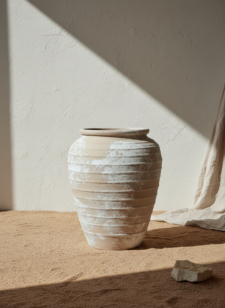 Vaso terracota artesanal Marua K, feito à mão Portugal. Estilo wabi-sabi, minimalista, rústico, mediterrânico, moderno e outras. Decoração sustentável e design de interiores; design biofílico;
