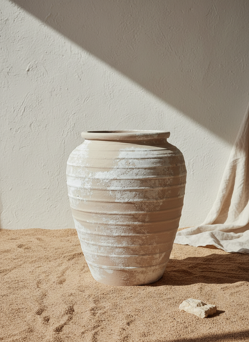 Vaso terracota artesanal Marua K, feito à mão Portugal. Estilo wabi-sabi, minimalista, rústico, mediterrânico, moderno e outras. Decoração sustentável e design de interiores; design biofílico;