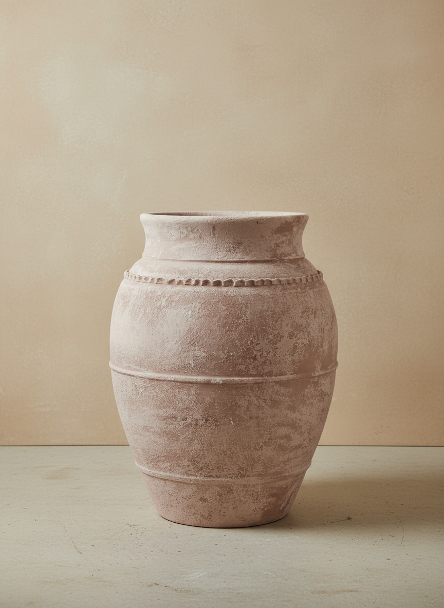 Vaso terracota artesanal LAMOUR A feito à mão Portugal; Decoração e design de interiores; decoração e design biofílico; Decoração minimalista, wabi-sabi, rústica, mediterrânico e farmehouse. Decoração sustentável;