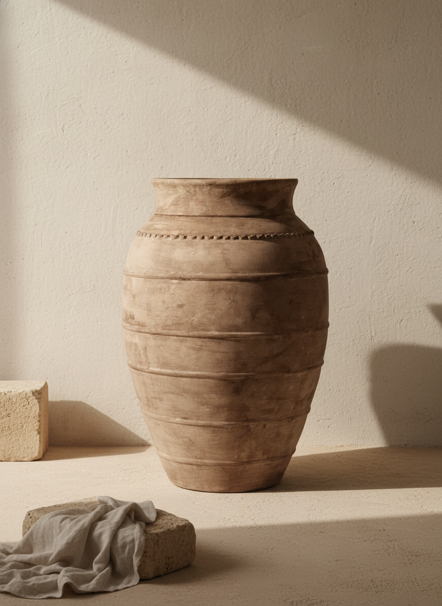 Vaso terracota artesanal RÚSTICO G.1 feito à mão Portugal. Decoração minimalista, wabi-sabi, rústica, mediterrânico e farmehouse. Decoração e design de interiores; design biofílico e decoração;
