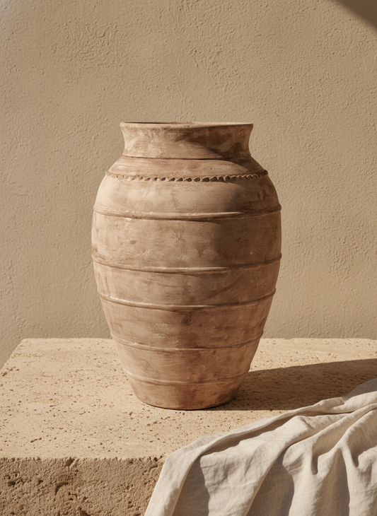 Vaso terracota artesanal RÚSTICO G.1 feito à mão Portugal. Decoração minimalista, wabi-sabi, rústica, mediterrânico e farmehouse. Decoração e design de interiores; design biofílico e decoração;