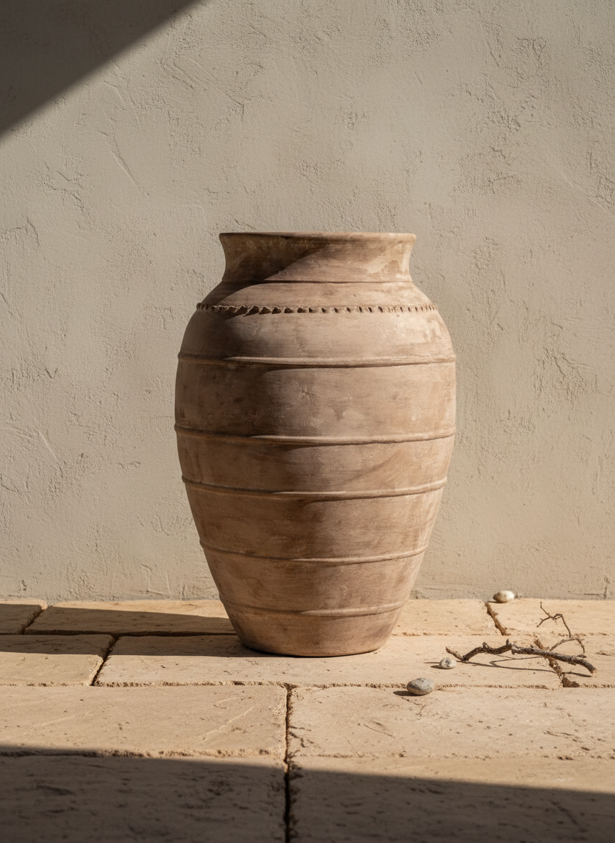 Vaso terracota artesanal RÚSTICO G.1 feito à mão Portugal. Decoração minimalista, wabi-sabi, rústica, mediterrânico e farmehouse. Decoração e design de interiores; design biofílico e decoração;