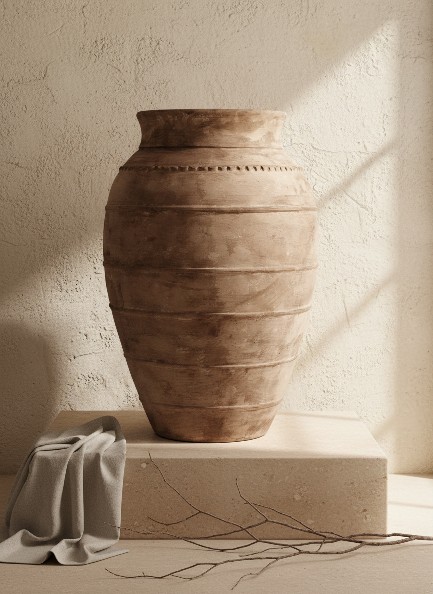 Vaso terracota artesanal RÚSTICO G.1 feito à mão Portugal. Decoração minimalista, wabi-sabi, rústica, mediterrânico e farmehouse. Decoração e design de interiores; design biofílico e decoração;