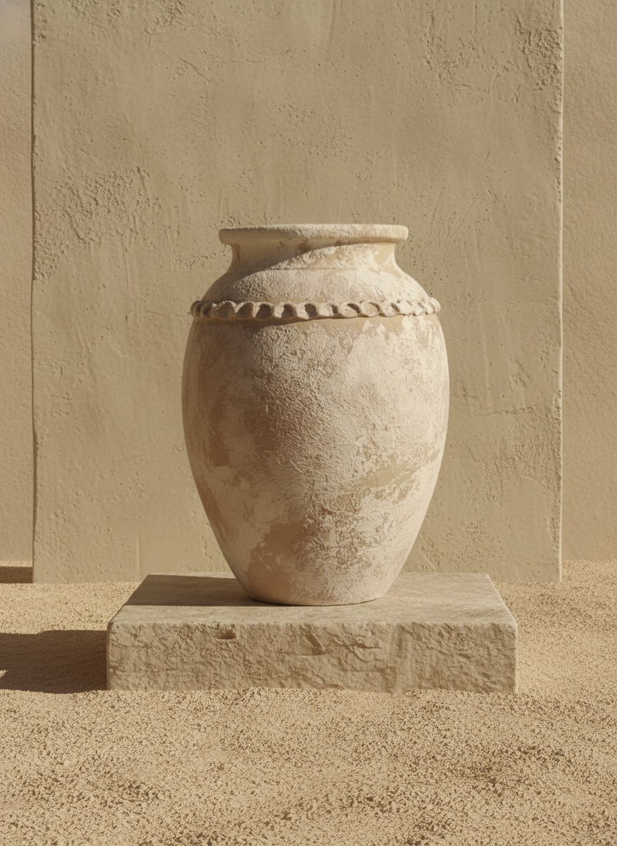 Vaso terracota artesanal Tamar I feito à mão Portugal. Decoração Orgânica; Design biofílico; Decoração sustentável; Decoração estilo wabi-sabi, minimalista, rústico, mediterrânico, Japandi e farmehouse. Decoração de interiores; 