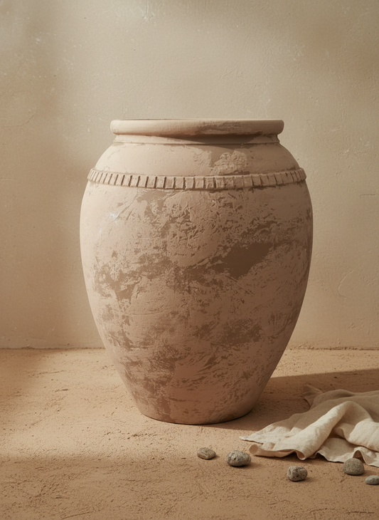 Vaso terracota artesanal Luma F, artesanalmente feito em Portugal. Decoração orgânica, decoração wabi-sabi, minimalista, rústica, mediterrânica, cottagecore e farmhouse . Decoração e design de interiores; decoração e design biofílico;