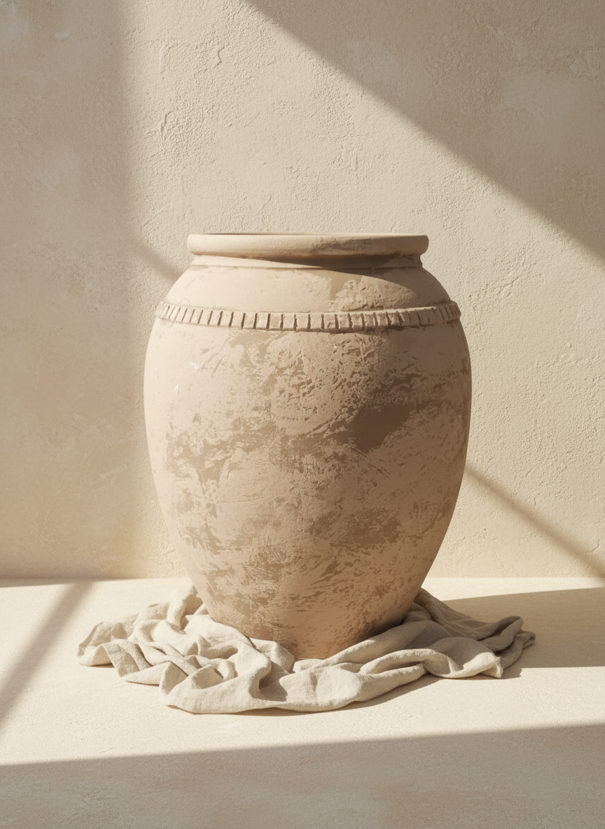 Vaso terracota artesanal Luma F, artesanalmente feito em Portugal. Decoração orgânica, decoração wabi-sabi, minimalista, rústica, mediterrânica, cottagecore e farmhouse . Decoração e design de interiores; decoração e design biofílico;