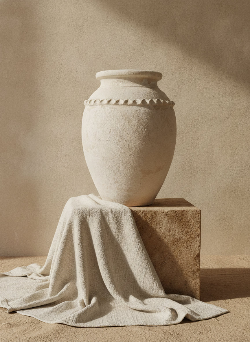 Vaso terracota artesanal Tamar J feito à mão Portugal. Decoração organica em terracota; Decoração estilo wabi-sabi, minimalista, rústico, mediterrânico, Japandi e farmehouse. Decoração de interiores;  Design biofílico; Decoração sustentável
