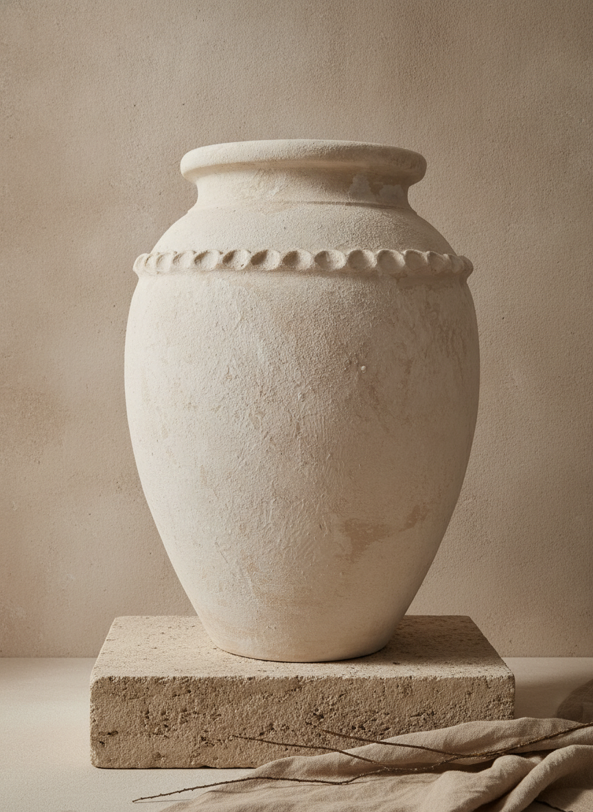Vaso terracota artesanal Tamar J feito à mão Portugal. Decoração organica em terracota; Decoração estilo wabi-sabi, minimalista, rústico, mediterrânico, Japandi e farmehouse. Decoração de interiores;  Design biofílico; Decoração sustentável