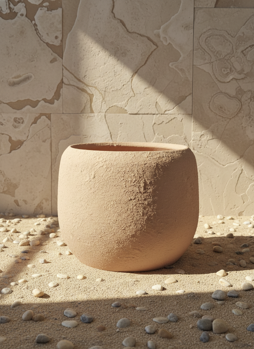 Vaso terracota artesanal  EXC 14, handmade em Portugal. Decoração wabi-sabi, farmhouse, Japandi, minimalista, mediterrânica, cottagecore e moderno. Design de interiores, decoração sustentável; design biofílico;