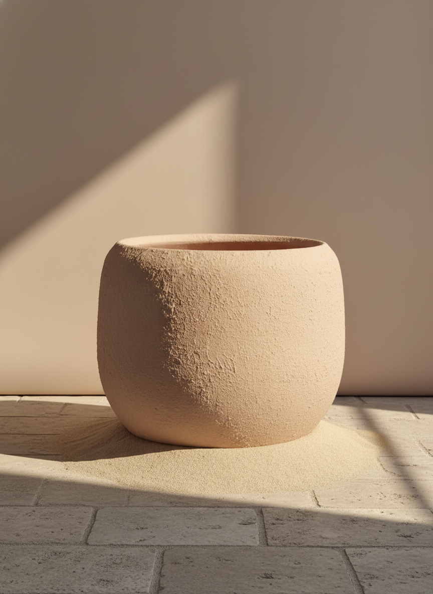 Vaso terracota artesanal  EXC 14, handmade em Portugal. Decoração wabi-sabi, farmhouse, Japandi, minimalista, mediterrânica, cottagecore e moderno. Design de interiores, decoração sustentável; design biofílico;