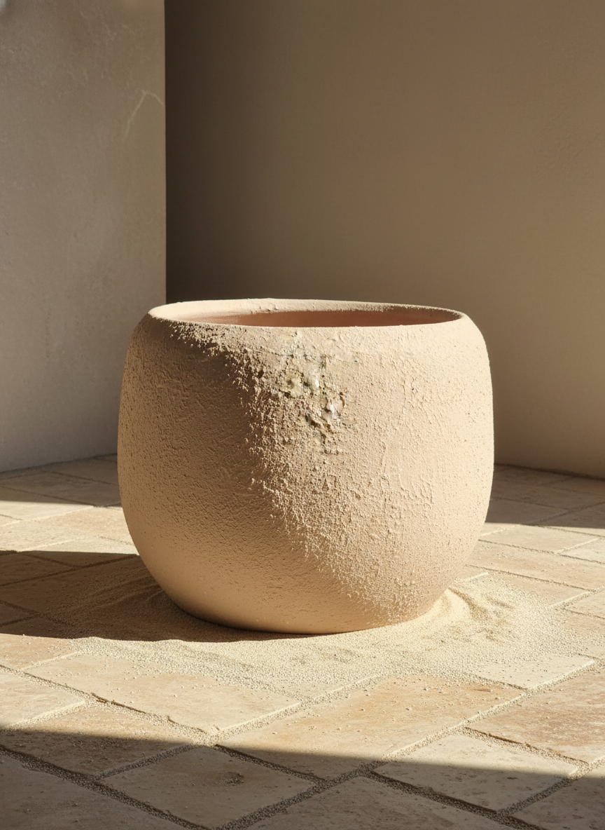 Vaso terracota artesanal  EXC 14, handmade em Portugal. Decoração wabi-sabi, farmhouse, Japandi, minimalista, mediterrânica, cottagecore e moderno. Design de interiores, decoração sustentável; design biofílico;
