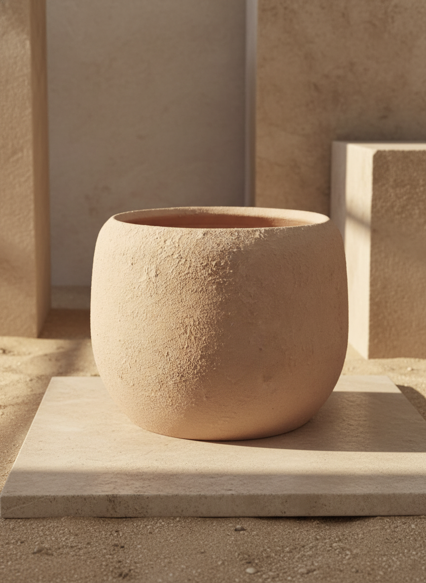 Vaso terracota artesanal  EXC 14, handmade em Portugal. Decoração wabi-sabi, farmhouse, Japandi, minimalista, mediterrânica, cottagecore e moderno. Design de interiores, decoração sustentável; design biofílico;