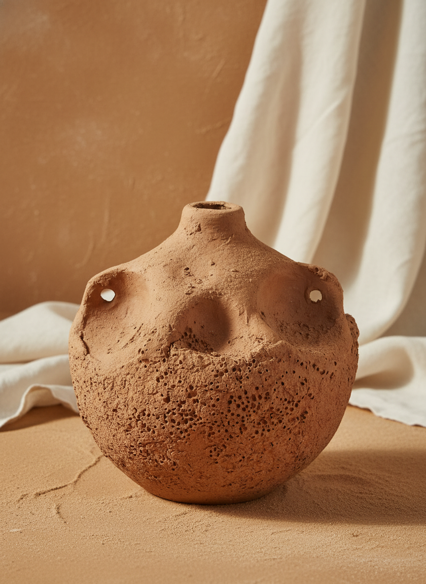 Vaso terracota artesanal  EXC 22, handmade em Portugal. Decoração orgânica; Decoração wabi-sabi, farmhouse, Japandi, minimalista, mediterrânica, cottagecore e moderno. Design de interiores sustentável; design biofílico;