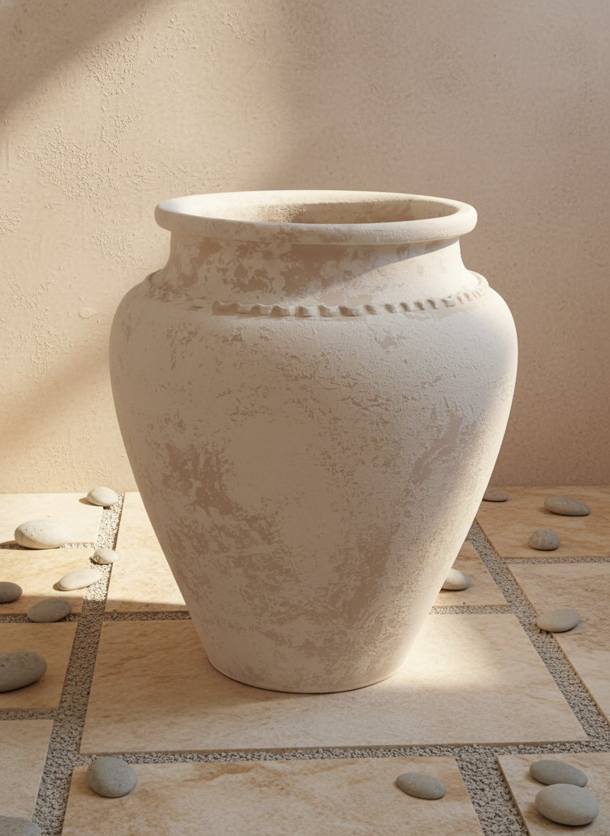 Vaso terracota artesanal Kora N,  artesanato feito em Portugal.  Design biofílico; Decoração sustentável nos estilos: Japandi, minimalista, rústico, mediterrânico, farmhouse e cottage. Decoração de interiores; 
