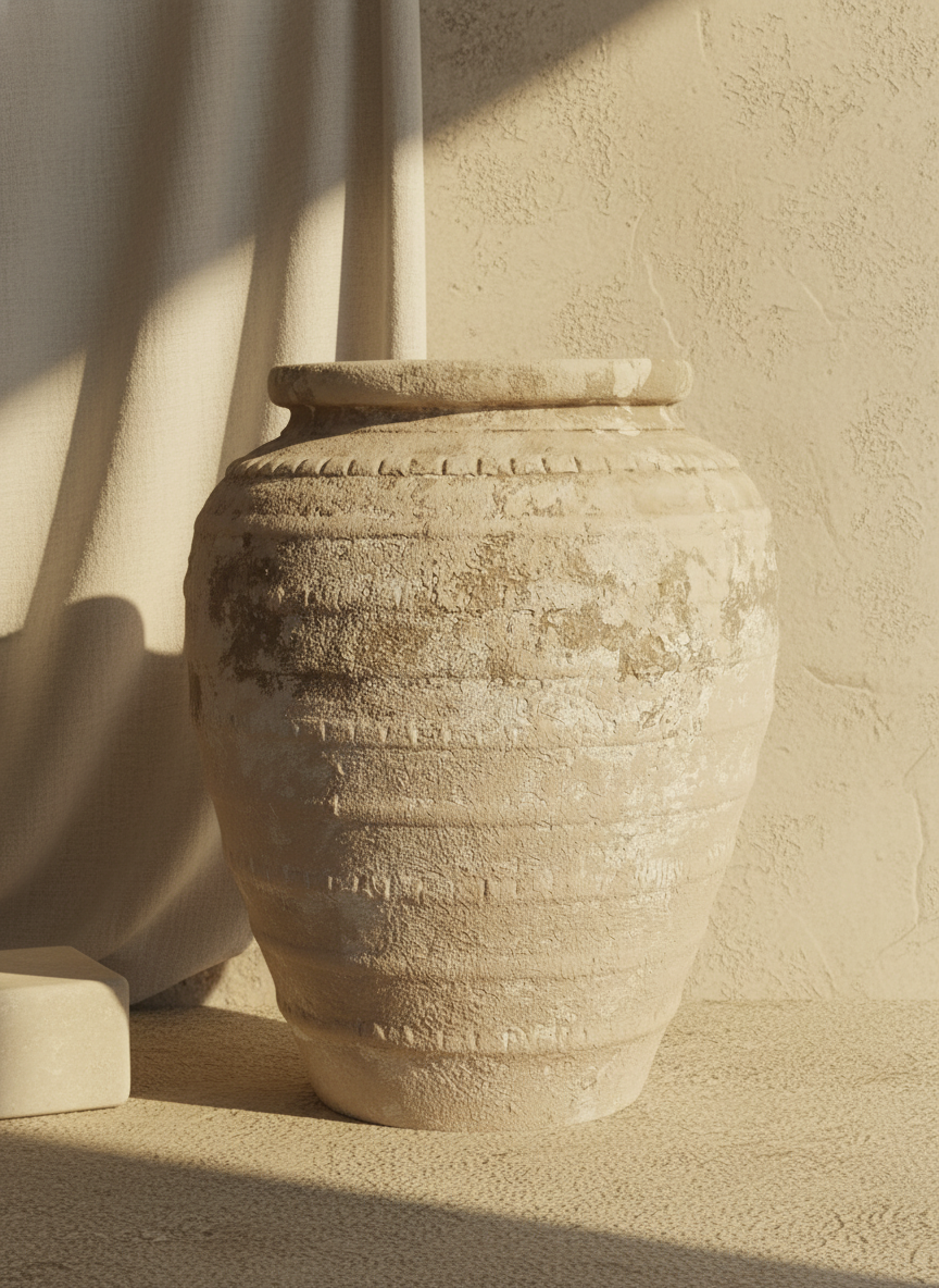 Vaso terracota artesanal Marua D, MADE IN Portugal. Decoração orgânica; Estilo wabi-sabi, minimalista, rústico, mediterrânico, moderno e outras. Decoração sustentável e design de interiores; design biofílico;