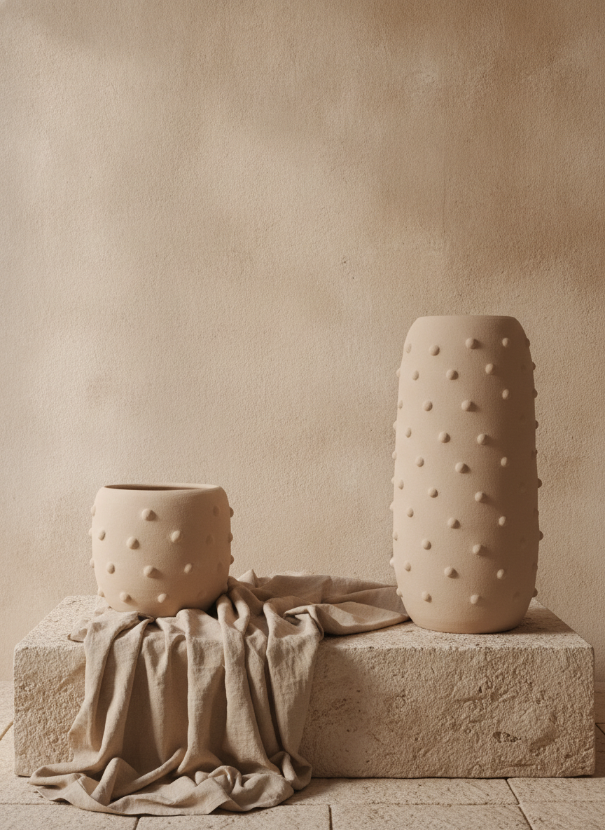 Vaso terracota artesanal  EXC 21, handmade em Portugal. Design de interiores sustentável; design biofílico. Decoração wabi-sabi, farmhouse, Japandi, minimalista, mediterrânica, cottagecore e moderno.  Decoração orgânica;