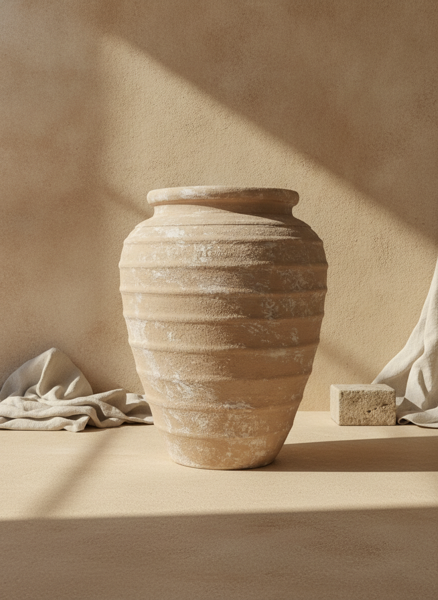 Vaso terracota artesanal Marua O, MADE IN Portugal. Vaso de barrro grande. Decoração orgânica; Estilo wabi-sabi, minimalista, rústico, mediterrânico, moderno e outras. Decoração sustentável e design de interiores; design biofílico;
