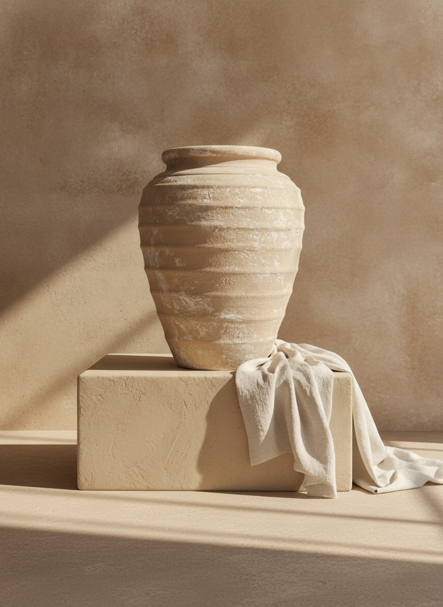Vaso terracota artesanal Marua O, MADE IN Portugal. Vaso de barrro grande. Decoração orgânica; Estilo wabi-sabi, minimalista, rústico, mediterrânico, moderno e outras. Decoração sustentável e design de interiores; design biofílico;