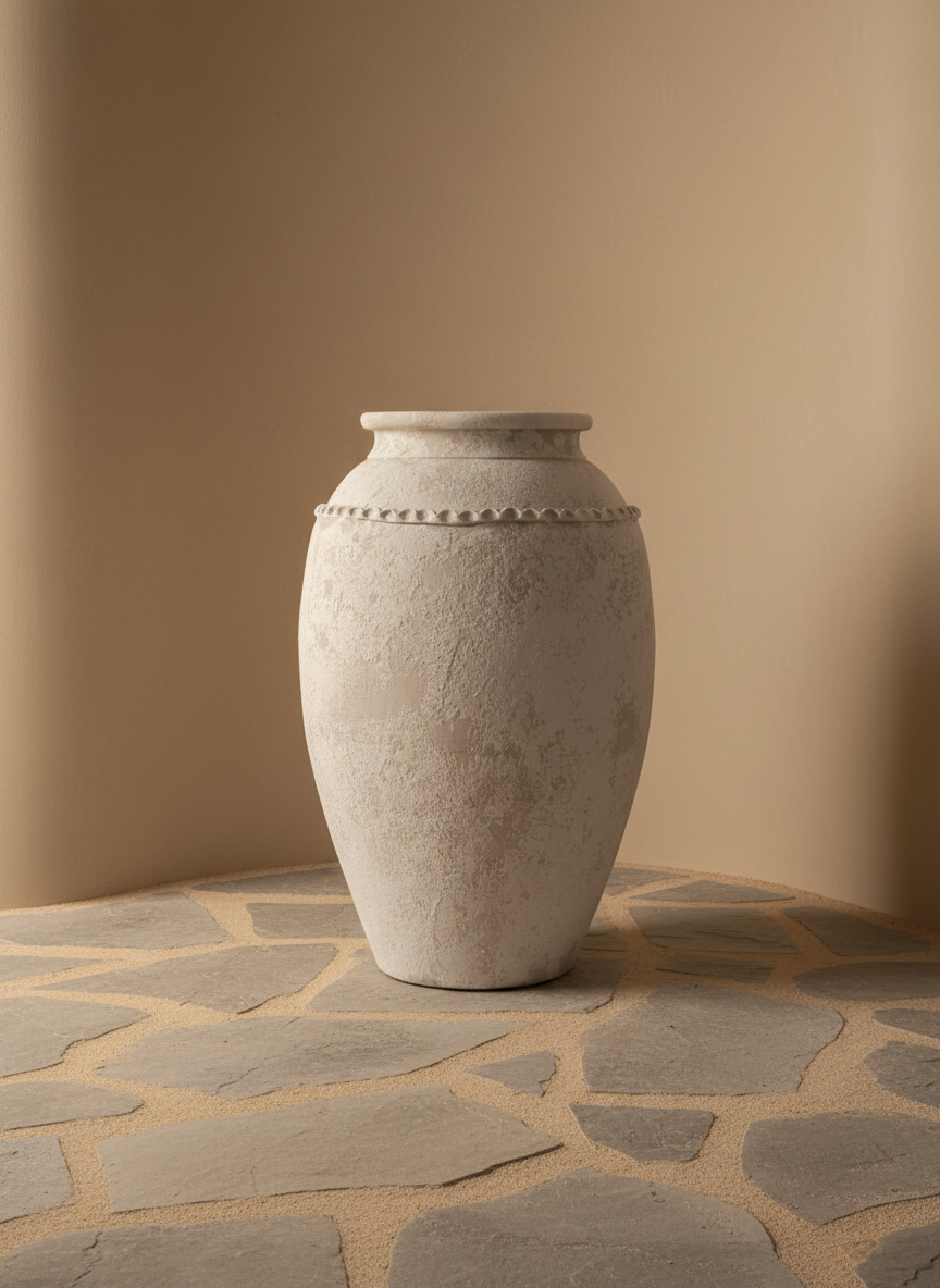 Vaso terracota artesanal Tamar E feito à mão Portugal. Design biofílico; Decoração estilo wabi-sabi, minimalista, rústico, mediterrânico, Japandi e farmehouse. Decoração de interiores; Decoração sustentável;