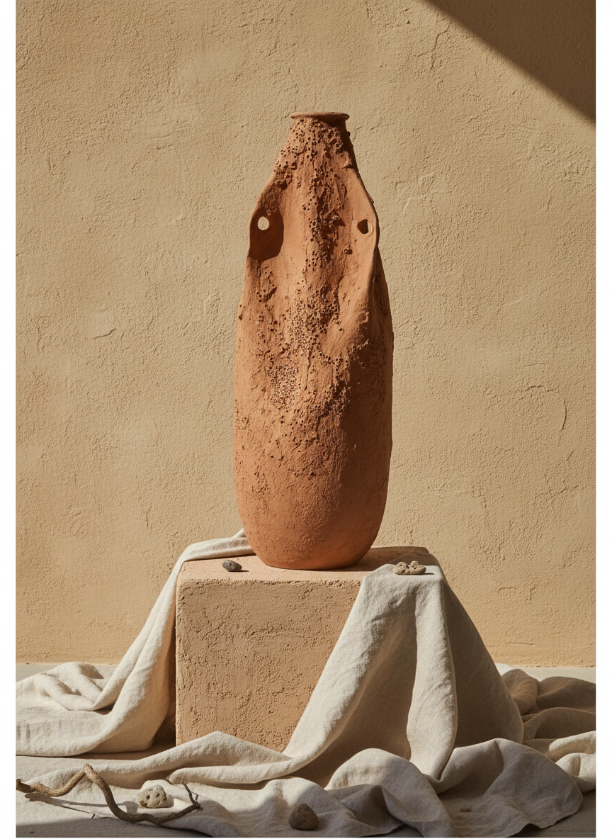 Vaso terracota artesanal  EXC 22, handmade em Portugal. Decoração orgânica; Decoração wabi-sabi, farmhouse, Japandi, minimalista, mediterrânica, cottagecore e moderno. Design de interiores sustentável; design biofílico;