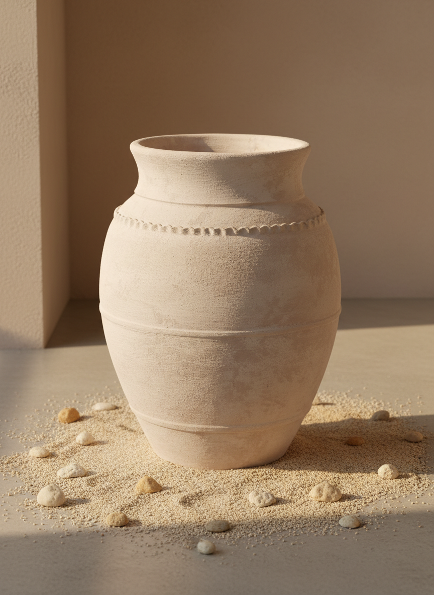 Vaso terracota artesanal LAMOUR B feito à mão Portugal. Decoração minimalista, wabi-sabi, rústica, mediterrânico e farmehouse. Decoração e design de interiores; decoração e design biofílico;