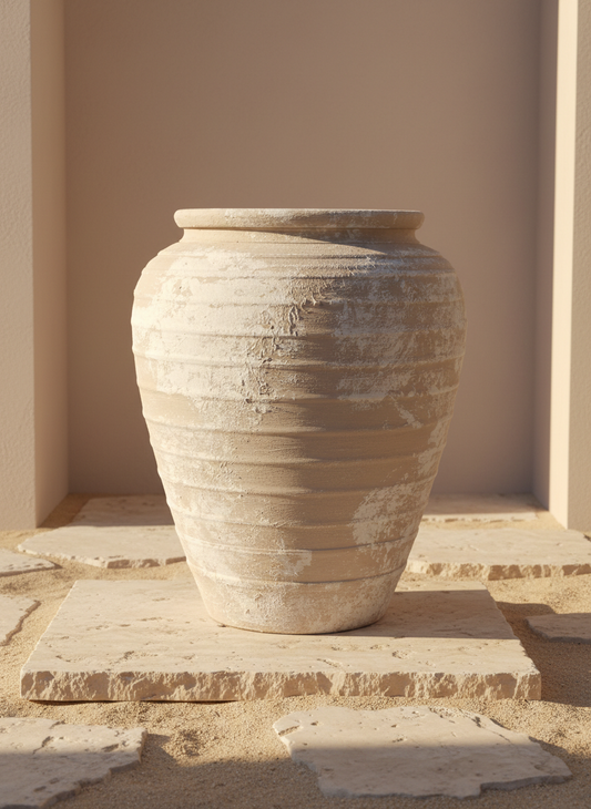 Vaso terracota artesanal Marua K, feito à mão Portugal. Estilo wabi-sabi, minimalista, rústico, mediterrânico, moderno e outras. Decoração sustentável e design de interiores; design biofílico;