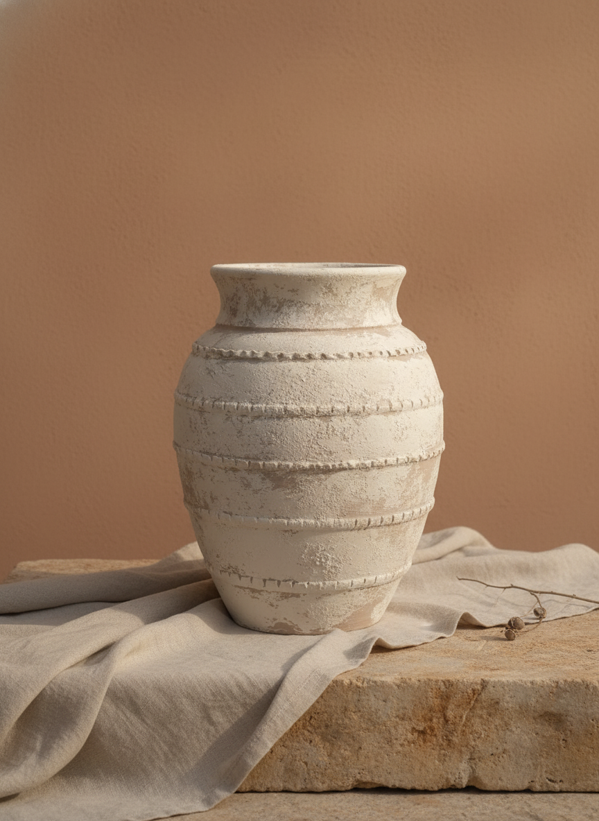 Vaso terracota artesanal LAMOUR H feito à mão Portugal. Decoração orgânica. Decoração e design de interiores; decoração e design biofílico; Decoração minimalista, wabi-sabi, rústica, mediterrânico e farmehouse. 