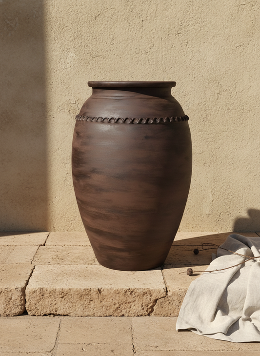 Vaso terracota artesanal Exclusivo X.2, feito à mão Portugal. Decoração Orgânica; Design biofílico; Decoração sustentável; Decoração estilo wabi-sabi, minimalista, rústico, mediterrânico, Japandi e farmehouse. Decoração de interiores; 