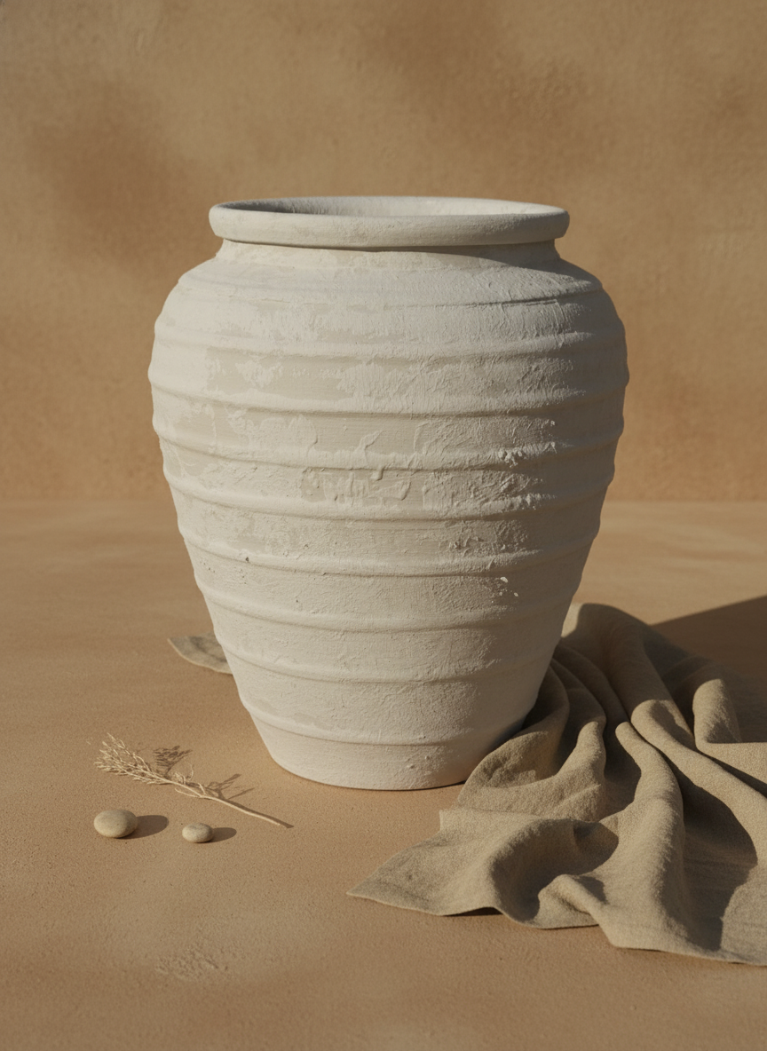 Vaso terracota artesanal Marua A, MADE IN Portugal. Estilo wabi-sabi, minimalista, rústico, mediterrânico, moderno e outras. Decoração sustentável e design de interiores; design biofílico;