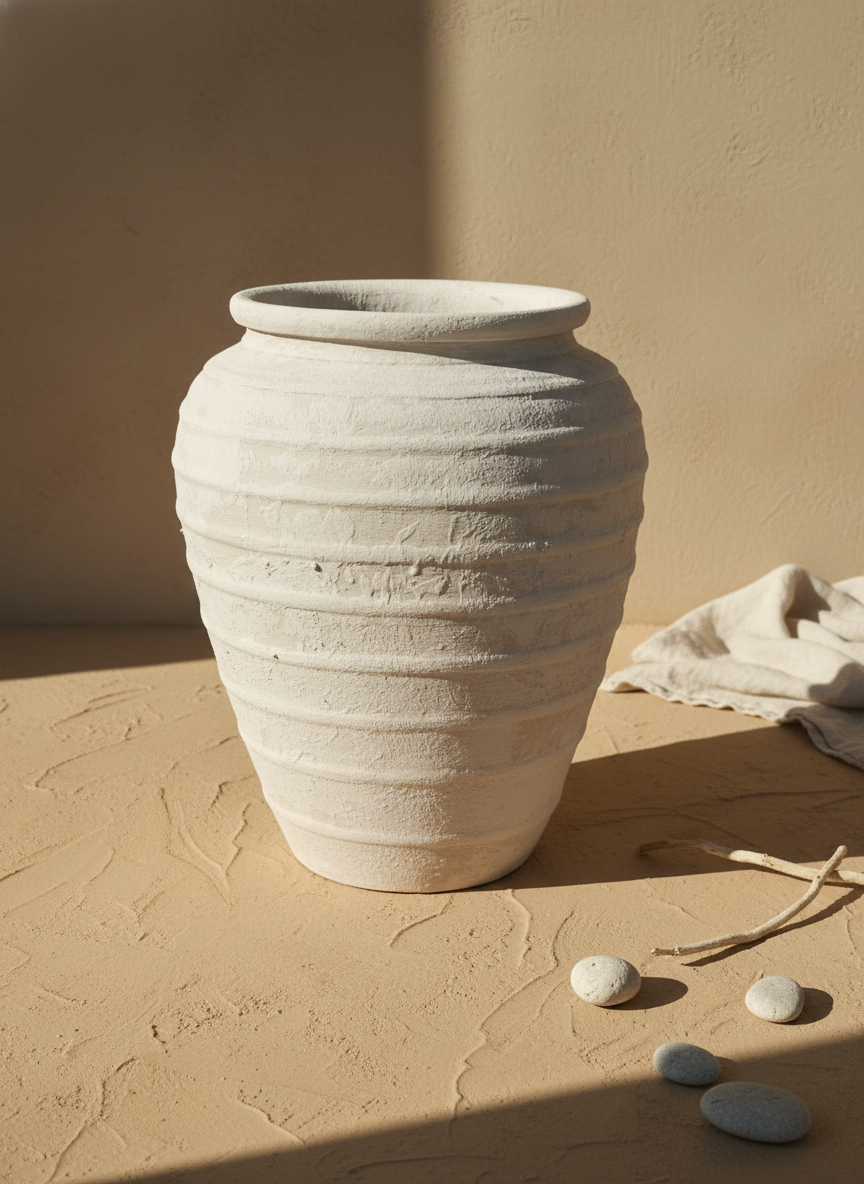 Vaso terracota artesanal Marua A, MADE IN Portugal. Estilo wabi-sabi, minimalista, rústico, mediterrânico, moderno e outras. Decoração sustentável e design de interiores; design biofílico;