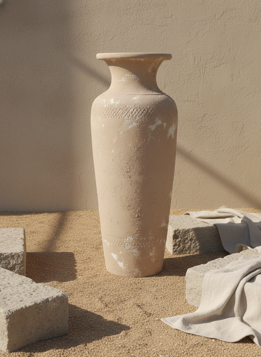 Vaso terracota artesanal  EXC 17, handmade em Portugal. Estilo orgânico; Decoração orgânica; cottagecore, wabi-sabi, farmhouse, Japandi, minimalista, mediterrânica e moderno. Design de interiores sustentável; design biofílico;
