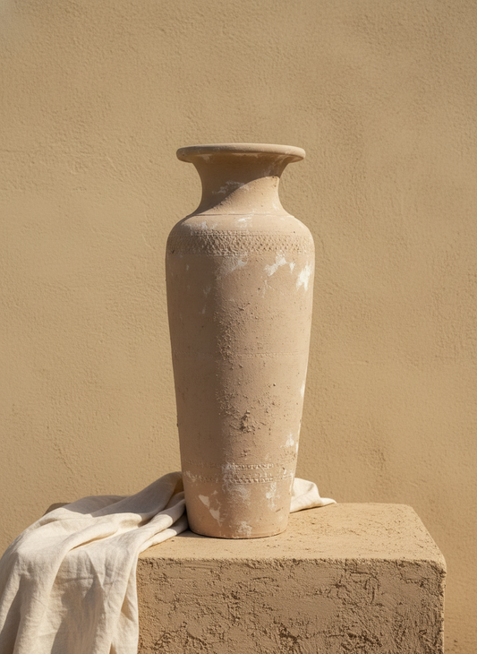 Vaso terracota artesanal  EXC 17, handmade em Portugal. Estilo orgânico; Decoração orgânica; cottagecore, wabi-sabi, farmhouse, Japandi, minimalista, mediterrânica e moderno. Design de interiores sustentável; design biofílico;