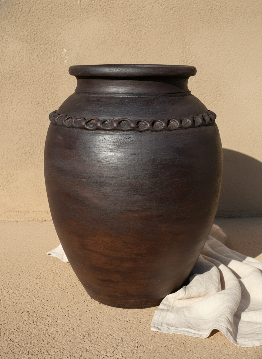Vaso terracota artesanal RÚSTICO R feito à mão Portugal.  Estilo wabi-sabi, minimalista, rústico, mediterrânico, Japandi e farmehouse. Decoração de interiores;  design biofílico;