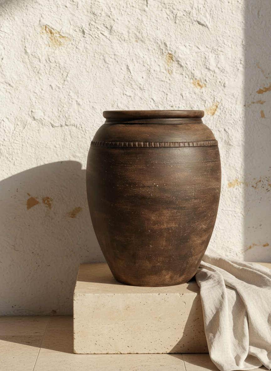 Vaso terracota artesanal RÚSTICO Z made in Portugal. Decoração wabi-sabi, minimalista, rústico, mediterrânico, Japandi e farmehouse. Decoração e design de interiores; decoração e design biofílico;