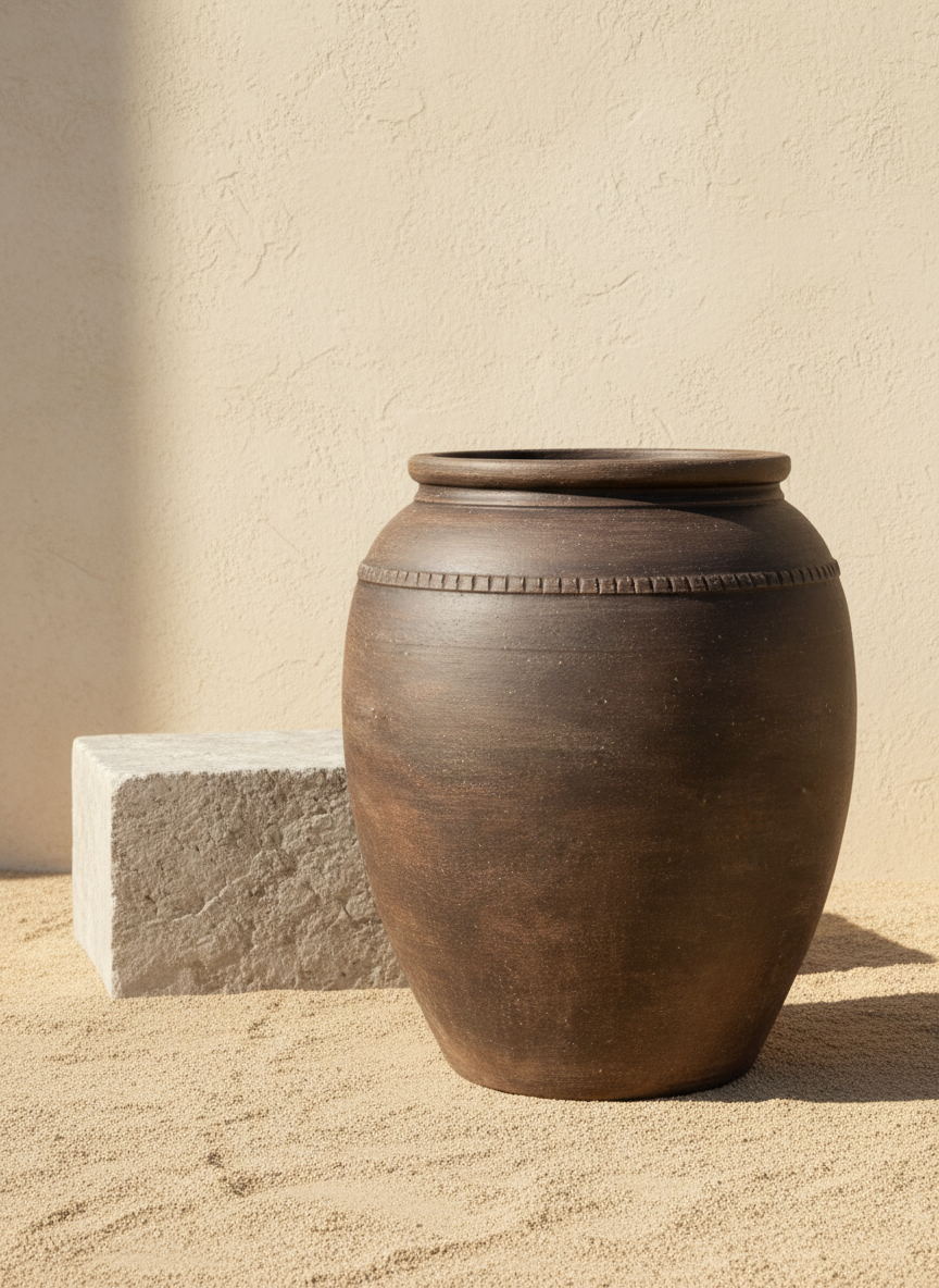 Vaso terracota artesanal RÚSTICO Z made in Portugal. Decoração wabi-sabi, minimalista, rústico, mediterrânico, Japandi e farmehouse. Decoração e design de interiores; decoração e design biofílico;