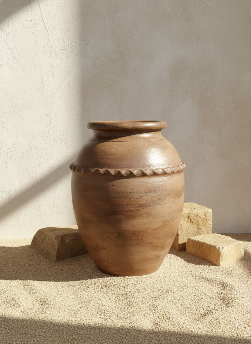 Vaso terracota artesanal RÚSTICO X. Feito à mão em Portugal com inspiração nos estilos minimalista, rústico, mediterrânico, Japandi, estilo wabi-sabi e farmehouse.   Design biofílico; Decoração de interiores e exteriores