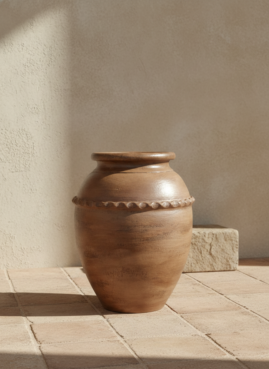 Vaso terracota artesanal RÚSTICO X. Feito à mão em Portugal com inspiração nos estilos minimalista, rústico, mediterrânico, Japandi, estilo wabi-sabi e farmehouse.   Design biofílico; Decoração de interiores e exteriores