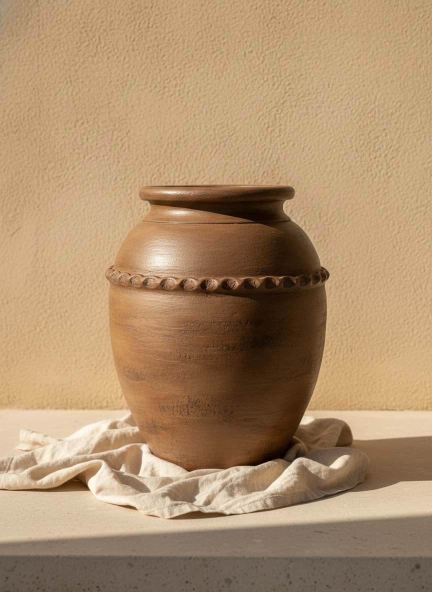 Vaso terracota artesanal RÚSTICO X. Feito à mão em Portugal com inspiração nos estilos minimalista, rústico, mediterrânico, Japandi, estilo wabi-sabi e farmehouse.   Design biofílico; Decoração de interiores e exteriores